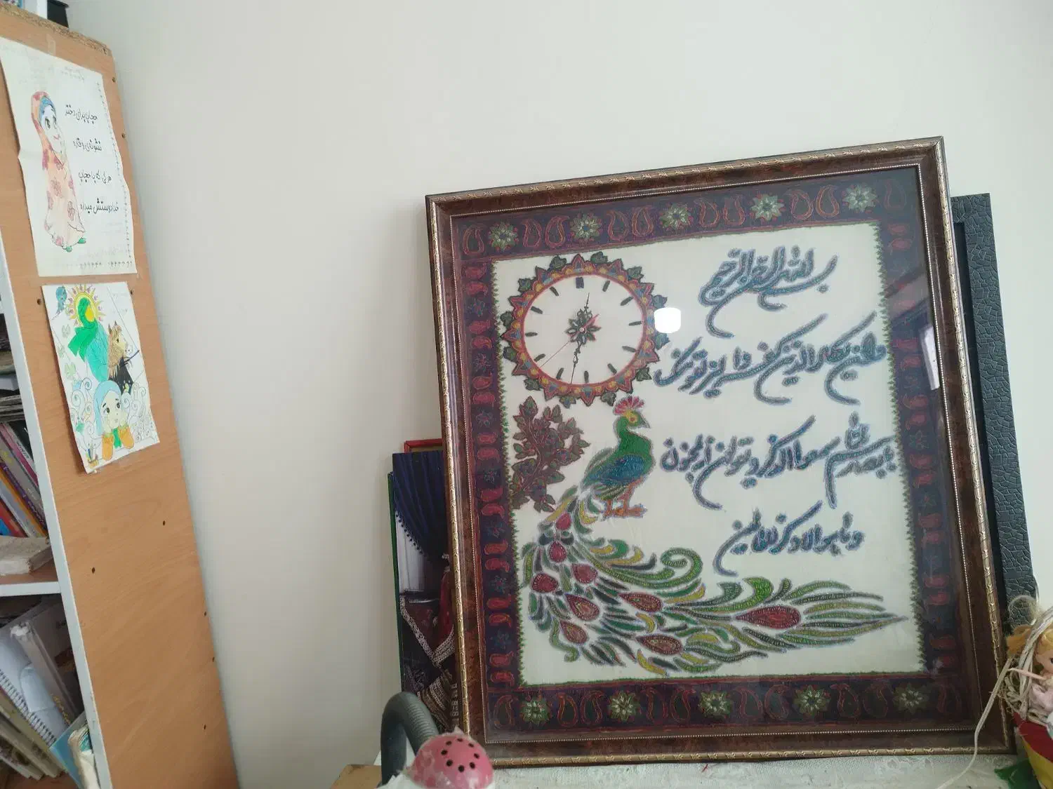 تابلوی بزرگ ساعت پته با طرح طاووس|تابلو، نقاشی، عکس|کرمان, |دیوار