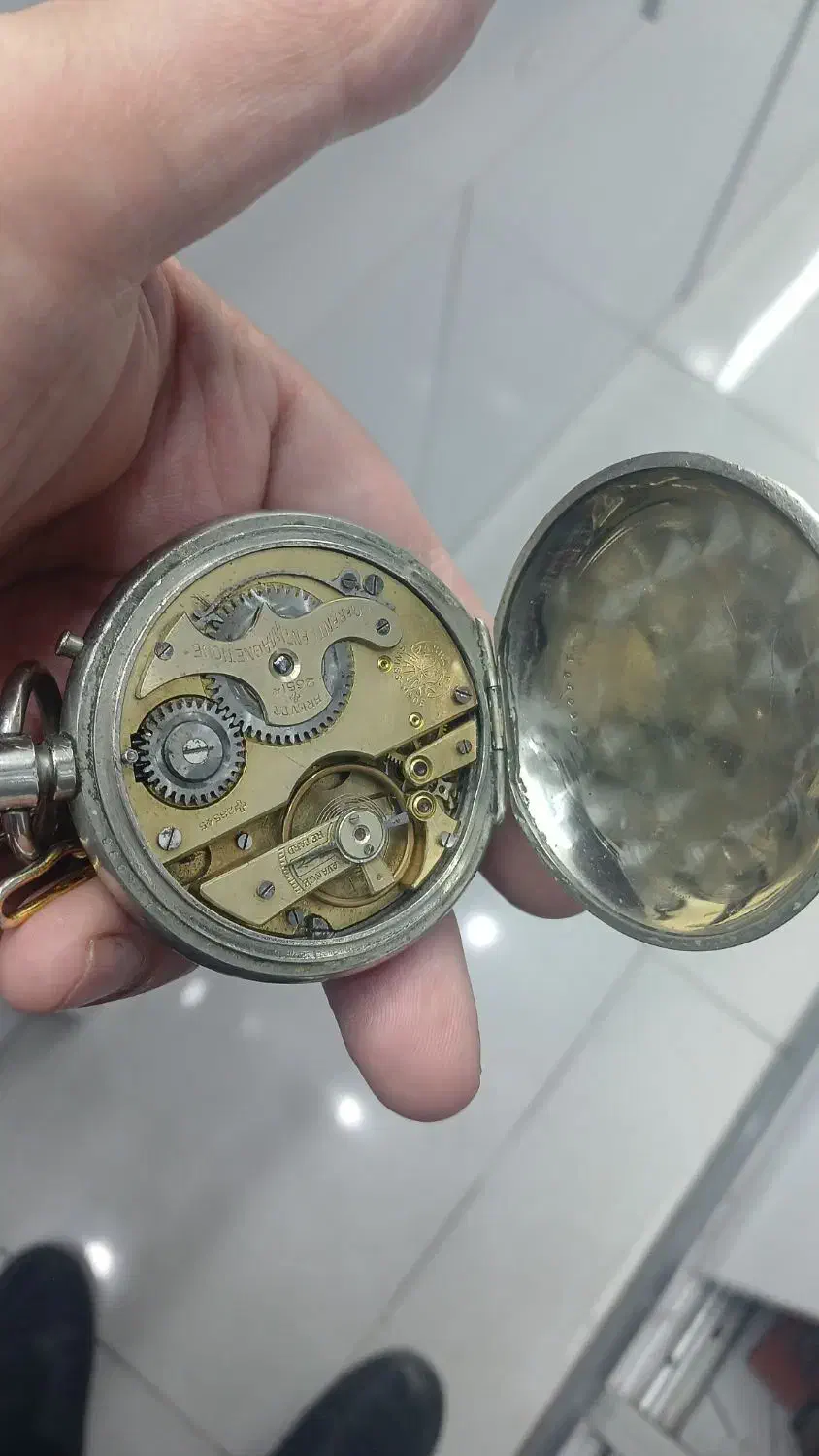 ساعت جیبی صفحه سرامیکی اصلی نقره عیار پایین|ساعت|مهریز, |دیوار