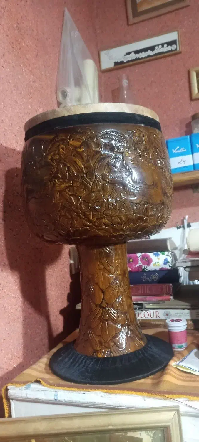 تنبک منبت ۲۸ بسیار مقاوم و خوش صدا ضرب تمبک|سازهای سنتی|شهریار, کردزار|دیوار