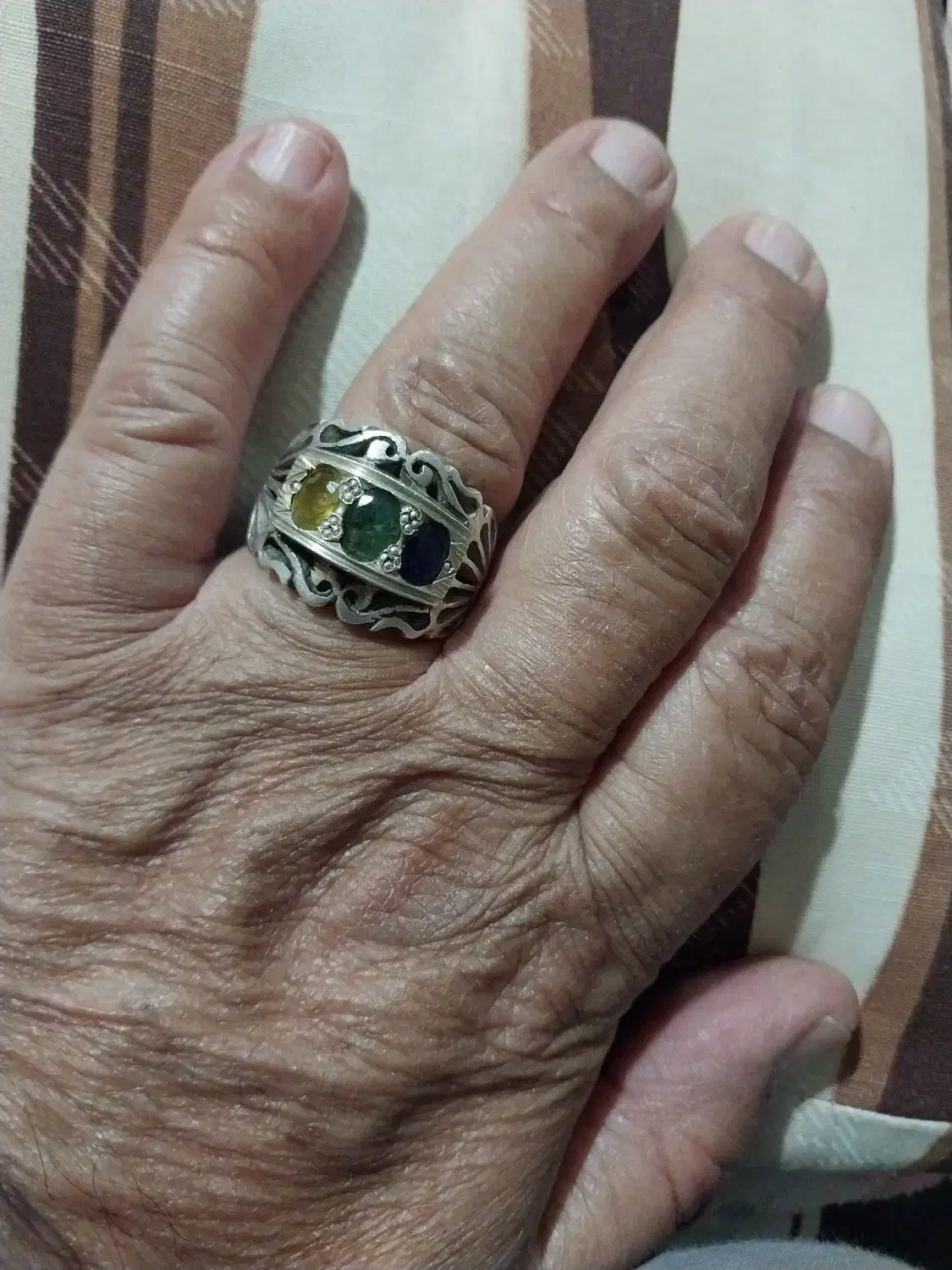 انگشتر۳نگین جواهر اصل زمرد کلمبیا،یاقوت زرد وکبود|جواهرات|بیرجند, |دیوار