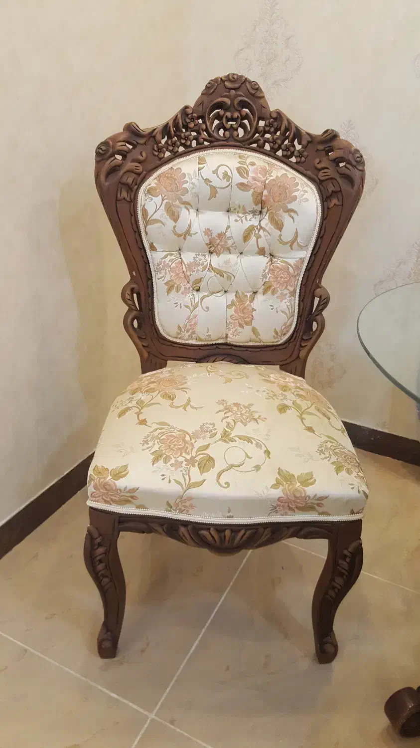 صندلی دورو منبت کاری شده چوب گردو|مبلمان خانگی و میز عسلی|گرگان, |دیوار