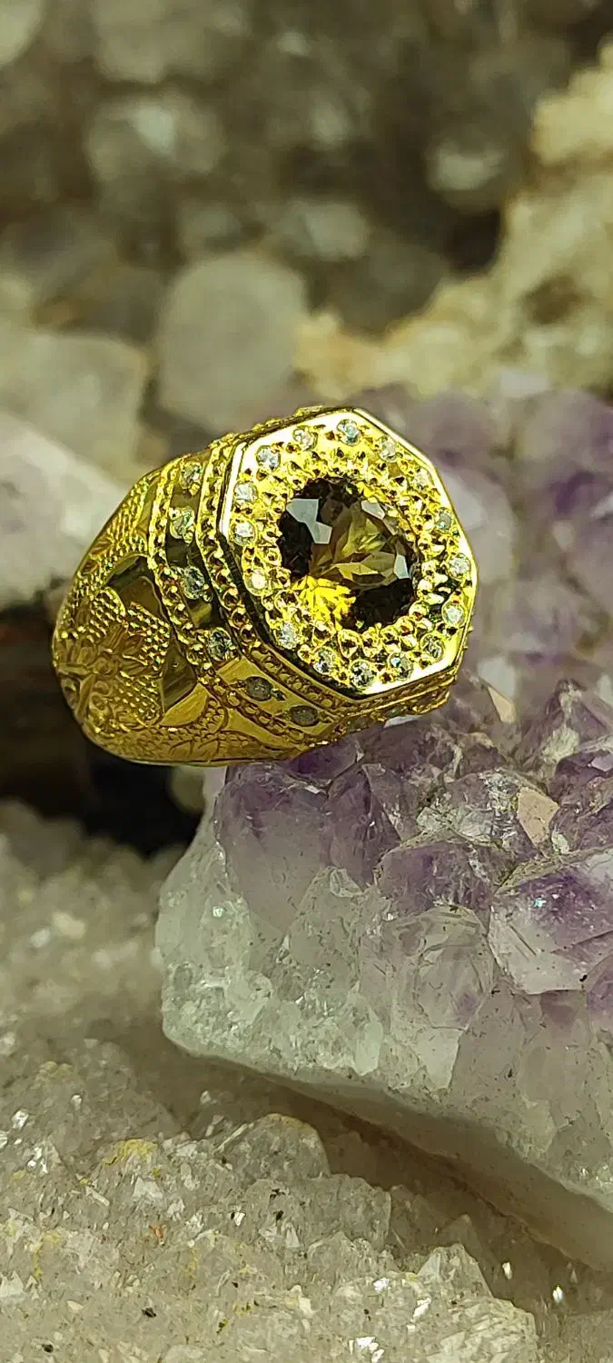 انگشتر سیترین جواهر تمام ابکاری طلا۱۸ عیار کد ۷۷۷|جواهرات|اصفهان, شیخ اشراق|دیوار
