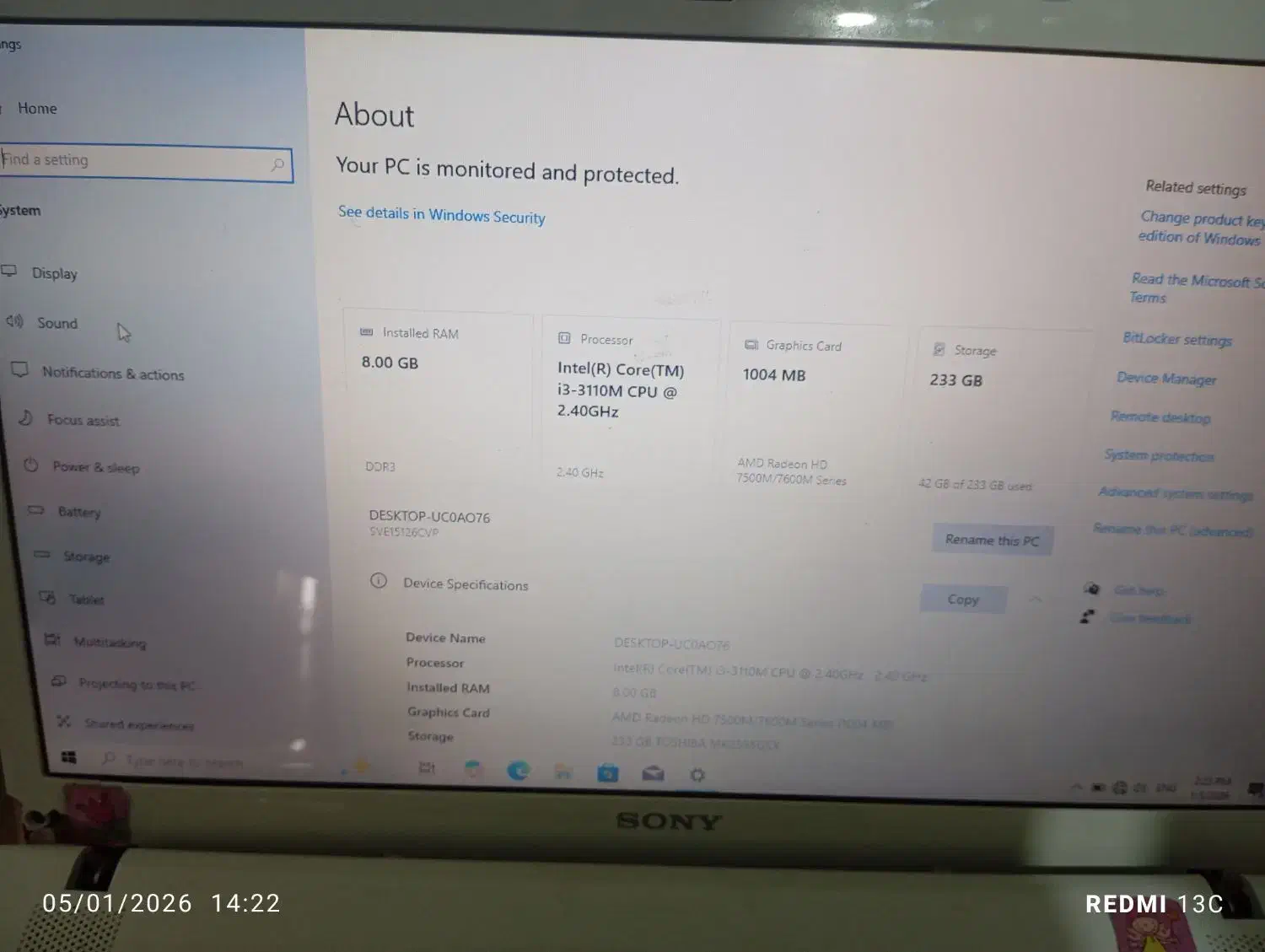 لپتاپ سونی SVE151|رایانه همراه|بروجرد, |دیوار