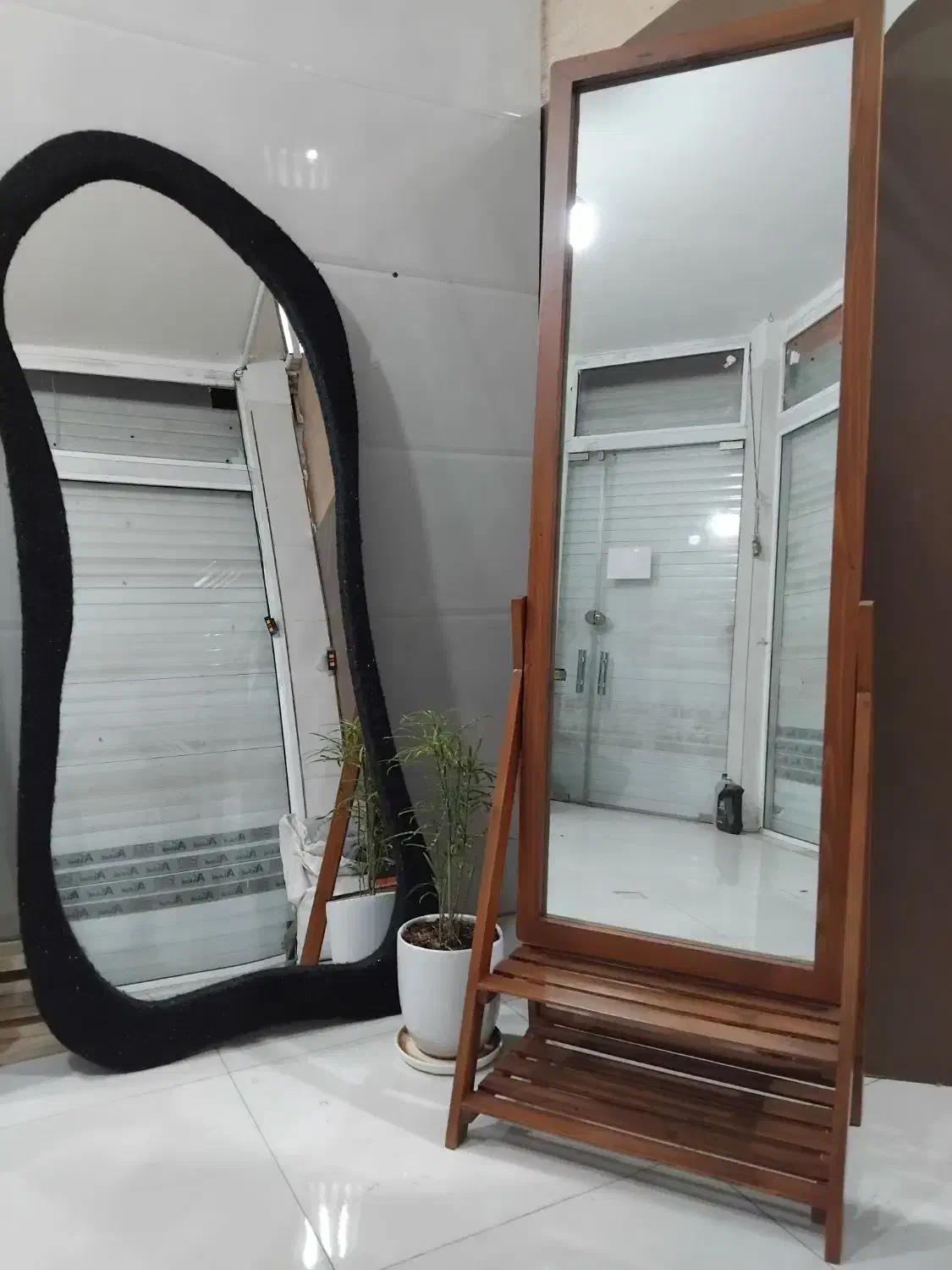 آینه قدی خام و روکش پارچه شاینی|آینه|مشکیندشت, |دیوار