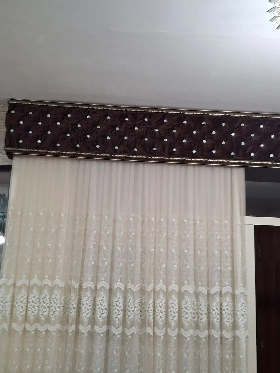 کتیبه مخمل قهوه ای|پرده، رانر، رومیزی|قم, شهر قائم|دیوار