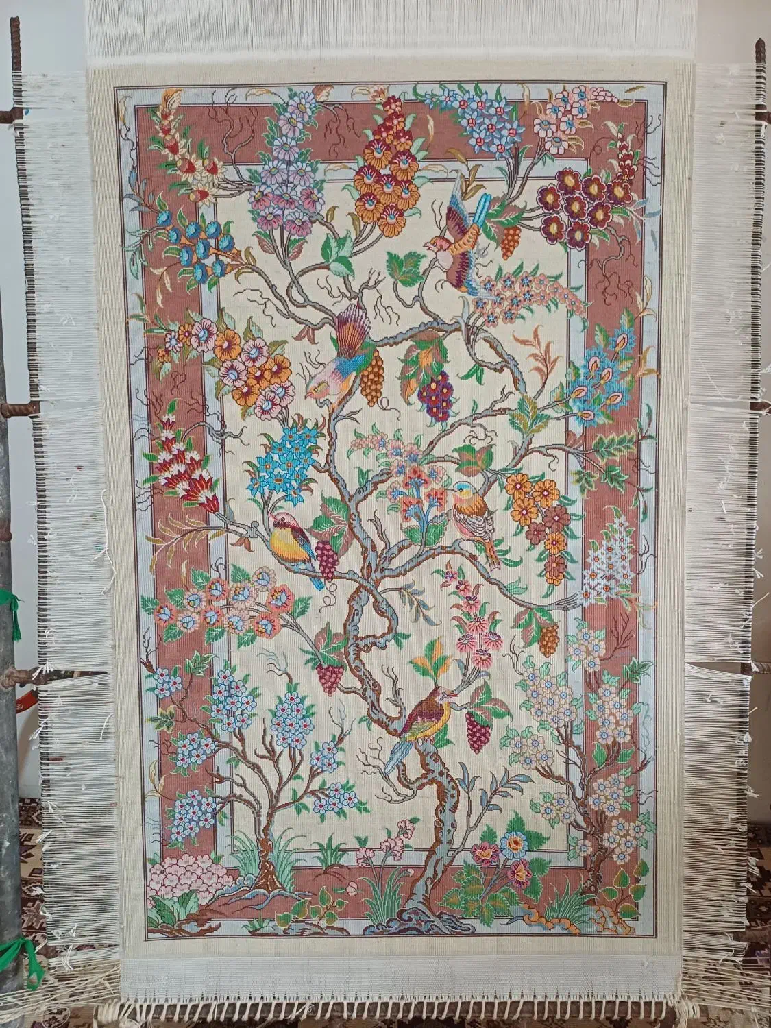 فرش پشتی تمام ابریشم|فرش|مراغه, |دیوار