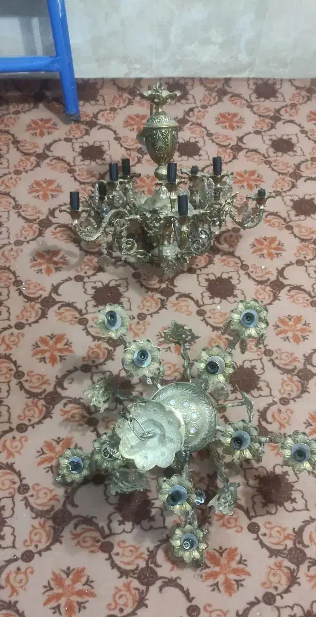 ی جفت لوستر برنز|لوستر و چراغ آویز|مراغه, |دیوار