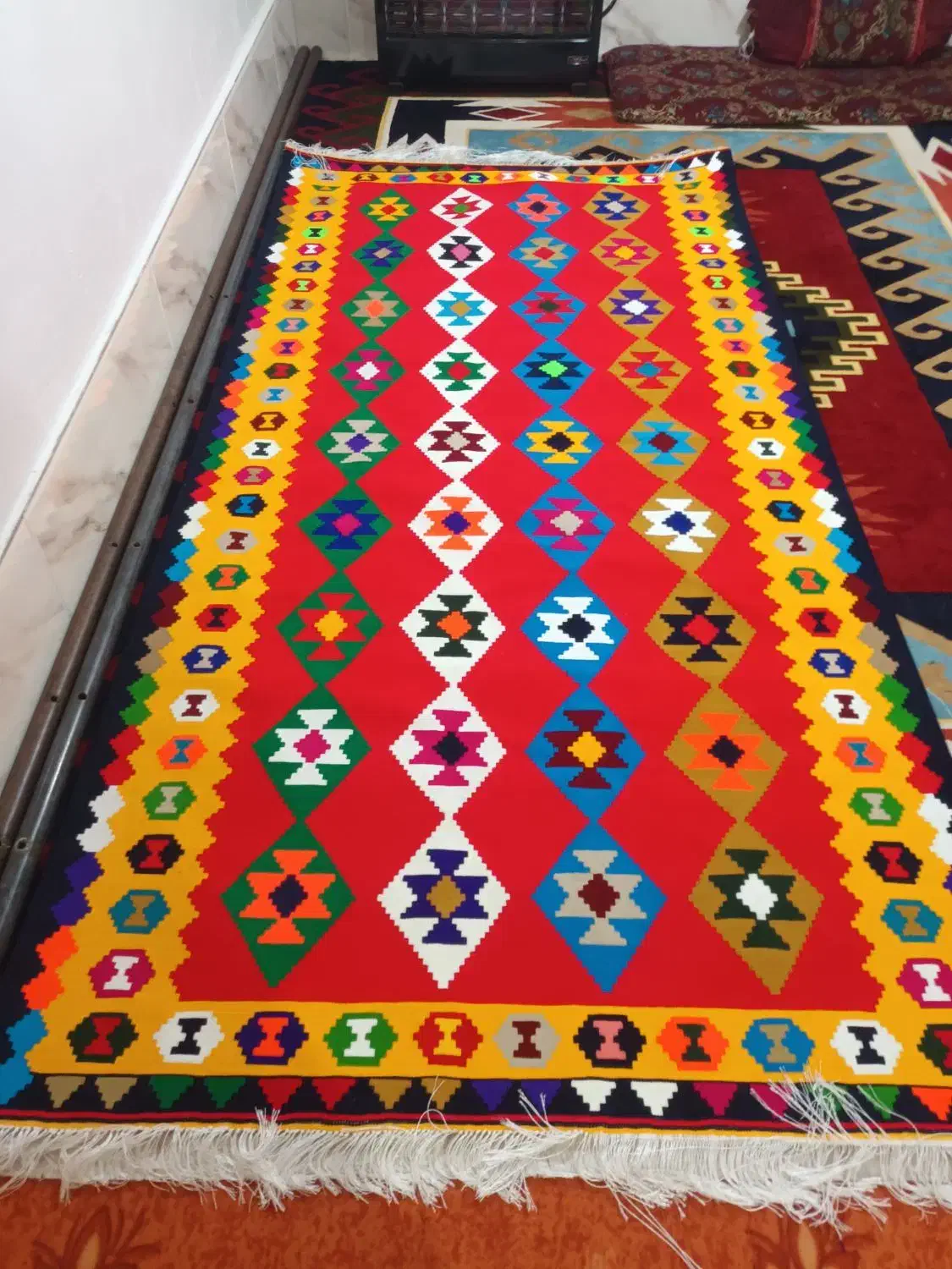 گلیم کاموا ۱/۵×۳|گلیم، جاجیم، گبه|فیروزآباد (فارس), |دیوار