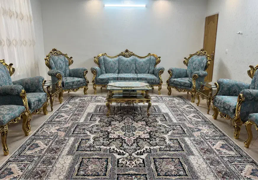 مبل استیل 9 نفره آبی طلایی کلاسیک|مبلمان خانگی و میز عسلی|تهران, هفده شهریور|دیوار