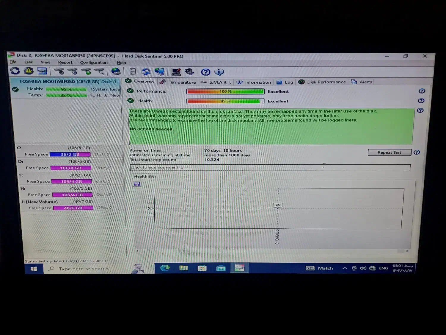 هارد توشیبا ۵۰۰ گیگ با ویندوز ۱۰|قطعات و لوازم جانبی رایانه|اردبیل, |دیوار