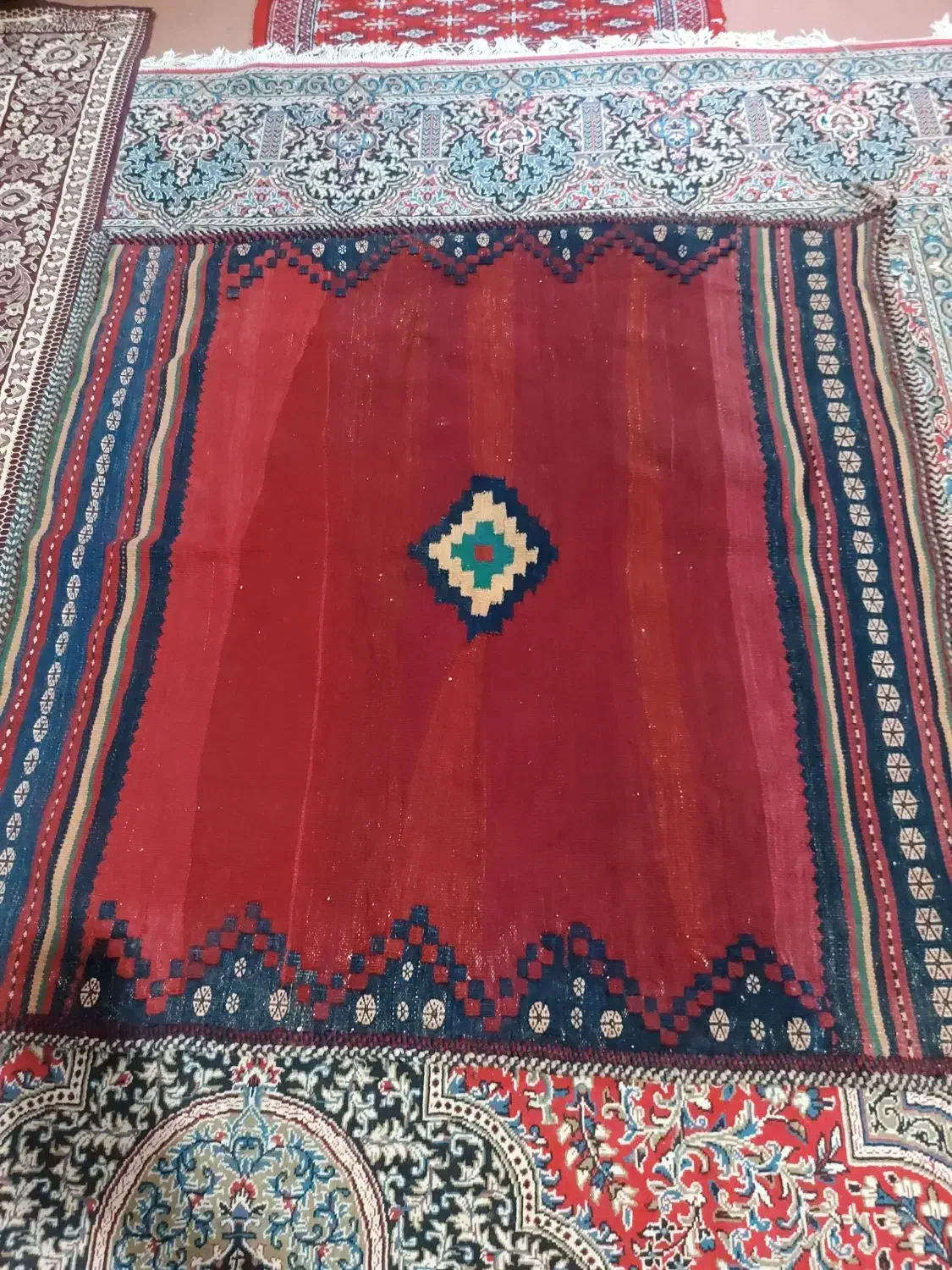 گلیم دستباف قدیمی|گلیم، جاجیم، گبه|کرمان, |دیوار