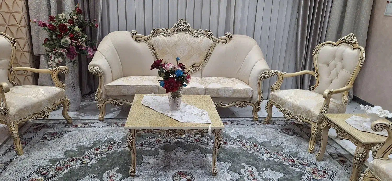 مبل هفت نفره با نهار خوری شش نفره درحد نو با کاور|مبلمان خانگی و میز عسلی|تهران, جوانمردان (اندیشه)|دیوار