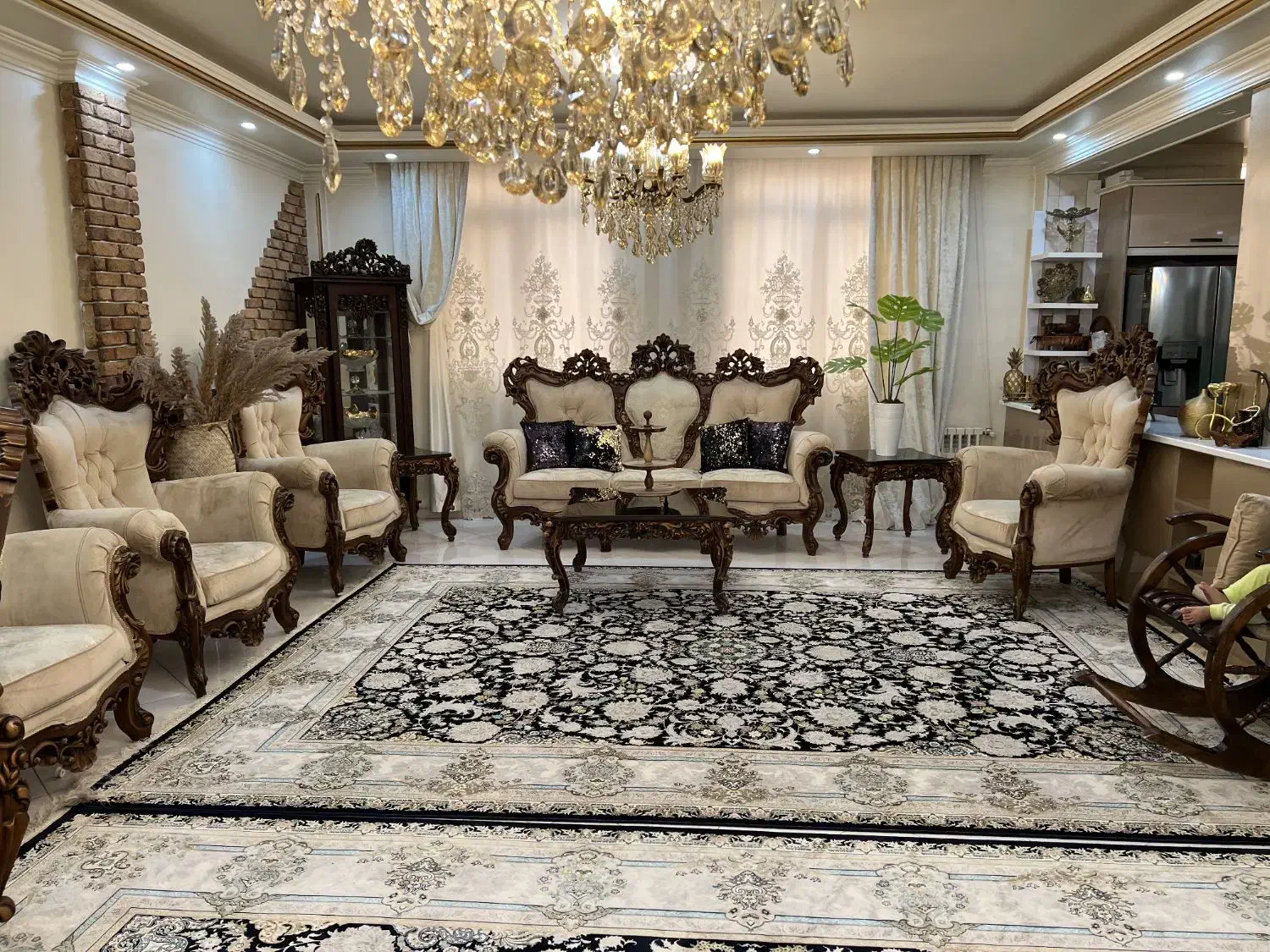 مبلمان سبک استیل هفت نفره تمام چوب راش پارچه ترک|مبلمان خانگی و میز عسلی|تهران, بهمن یار|دیوار