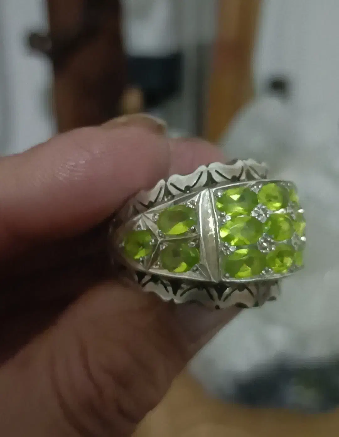 انگشتره نقره زبرجد اصل معدنی|جواهرات|رباطکریم, رباطکریم|دیوار