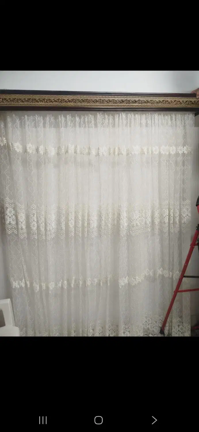 پرده سالم توری گلدار|پرده، رانر، رومیزی|نشتارود, |دیوار