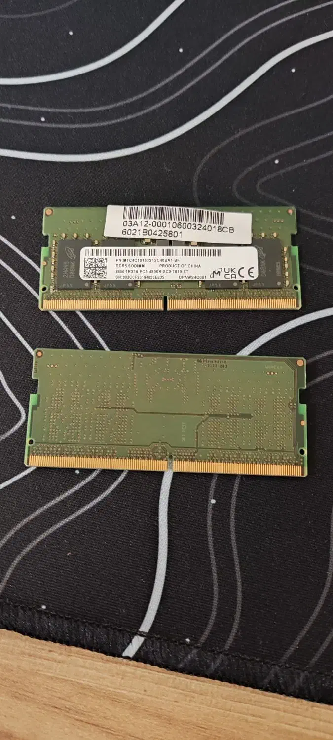 دوعدد رم ۸ گیگ DDR5 با باس ۴۸۰۰ مخصوص لب تاپ|قطعات و لوازم جانبی رایانه|آبادان, |دیوار