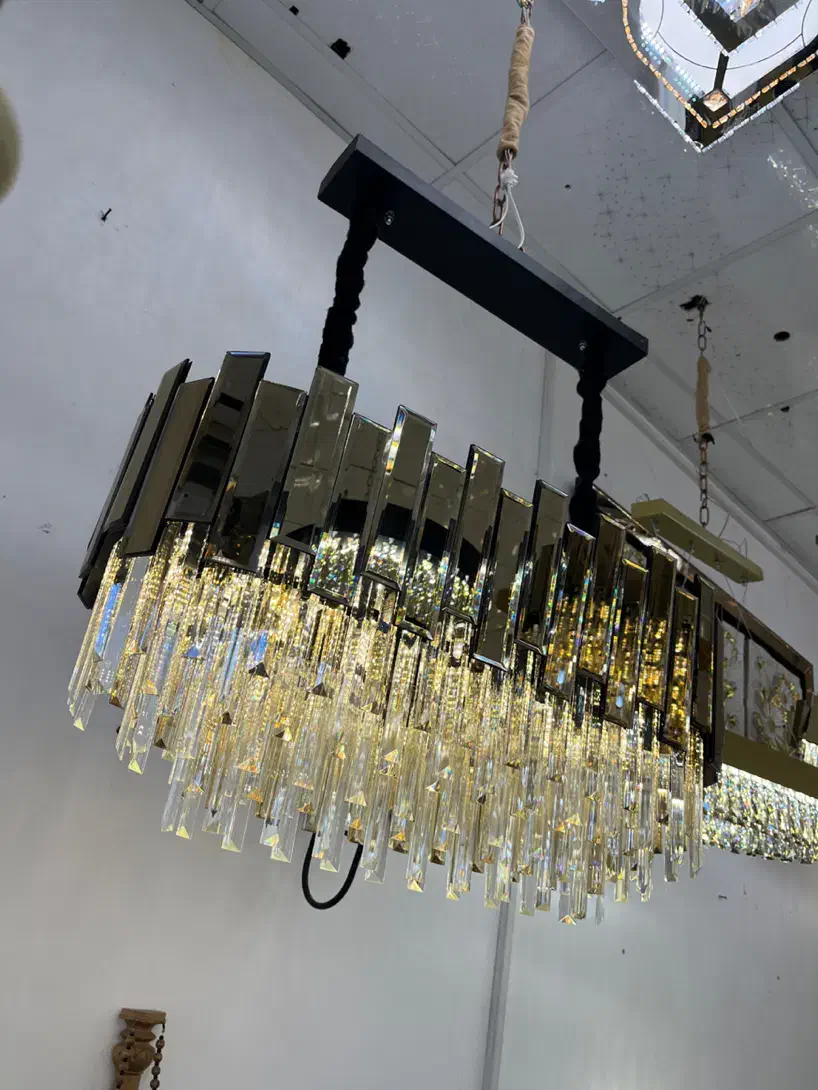 لوستر کریستال رایان شامپاینی مدرن 80×30|لوستر و چراغ آویز|تهران, نیروی هوایی (پیروزی)|دیوار