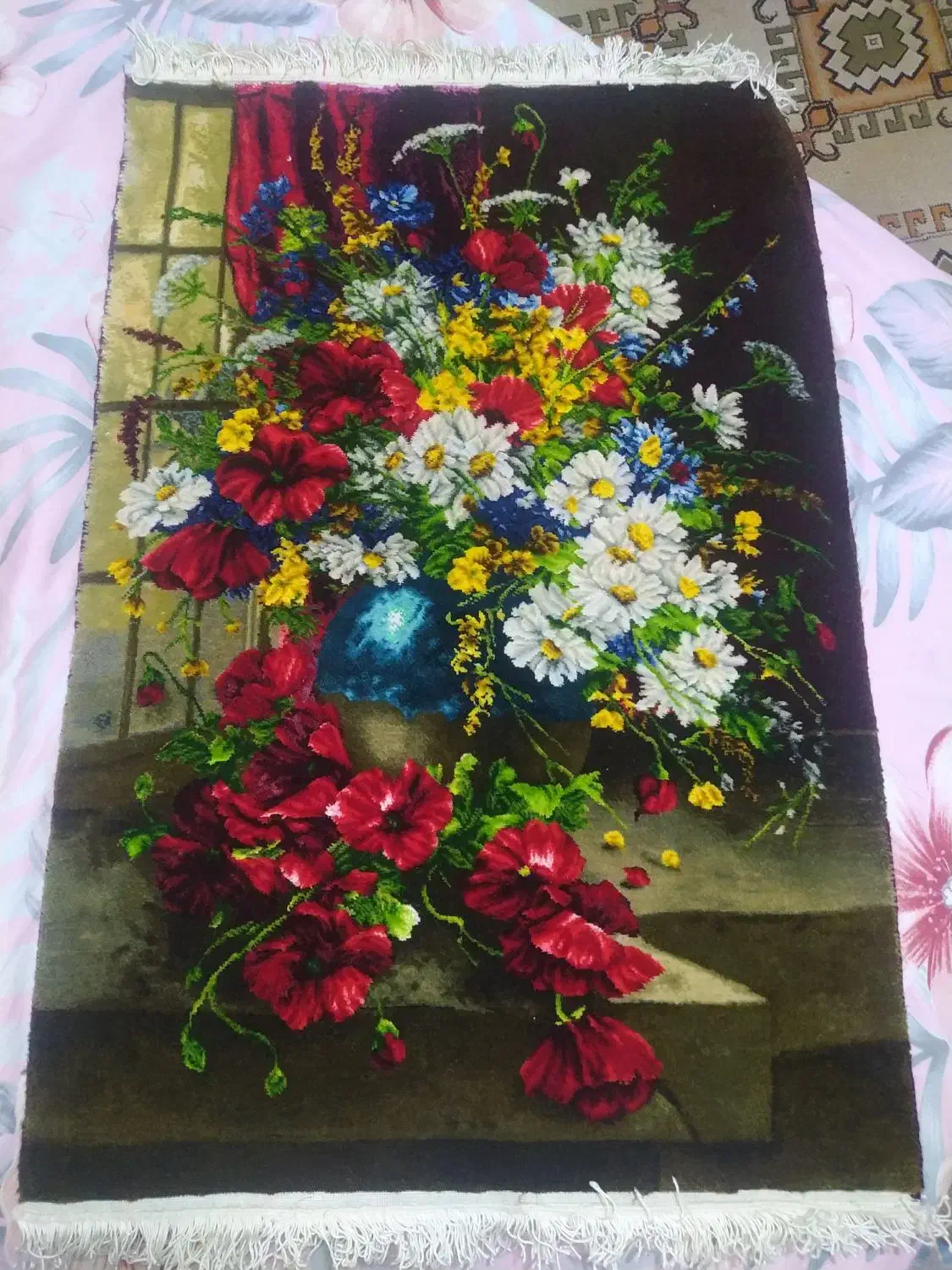 تابلو فرش دستبافت چله ابریشم سایز 52در75|تابلو فرش|محمدشهر, شهرک پیام (مهرالبرز)|دیوار