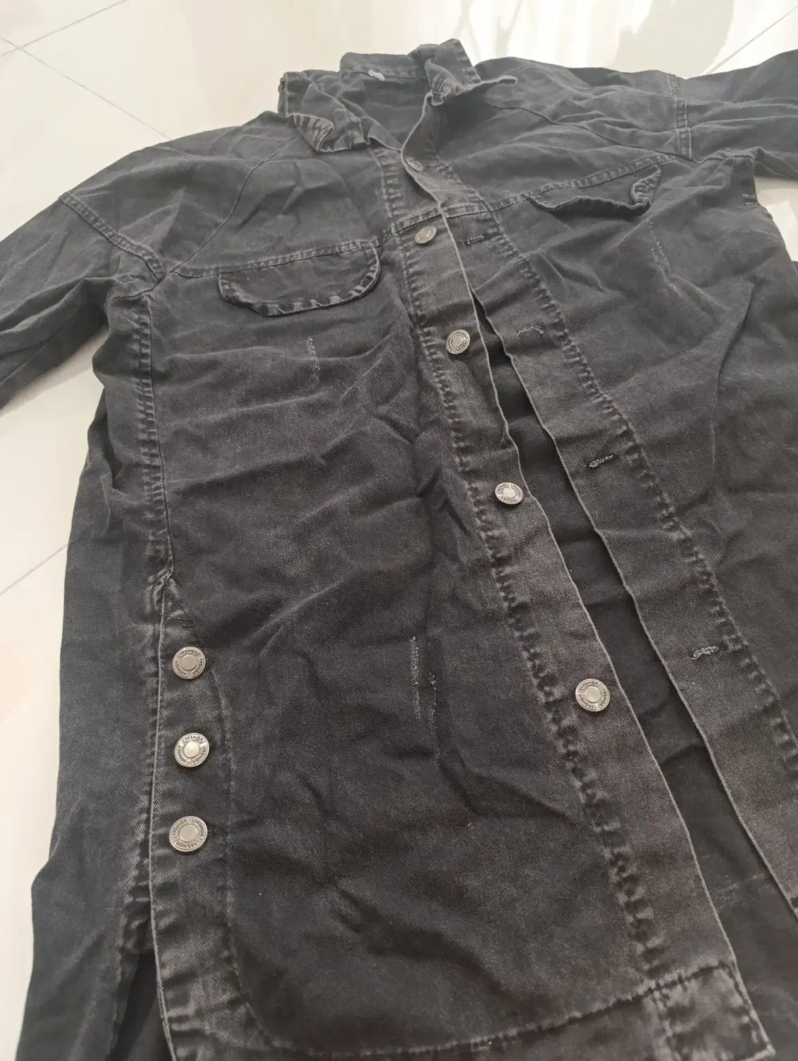 کت جین سنگ شور زغالی در حد نو نو|لباس|پره‌سر, |دیوار