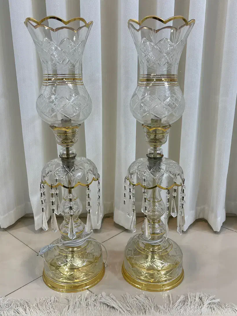 دو عدد شمعدونی کریستالی نو|چراغ خواب و آباژور|تهران, نازیآباد|دیوار