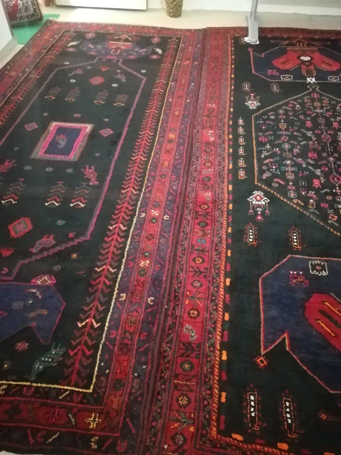 قالی کردی طرح خرسک کاملاسالم وبدون مشکل|فرش|سنندج, |دیوار