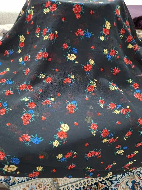 پارچه حریر مشکی گل دار|لباس|قم, حنیف نژاد|دیوار