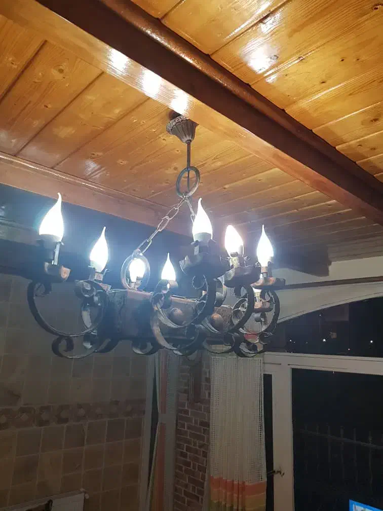 لوستر چوب وفلز|لوستر و چراغ آویز|نوشهر, |دیوار