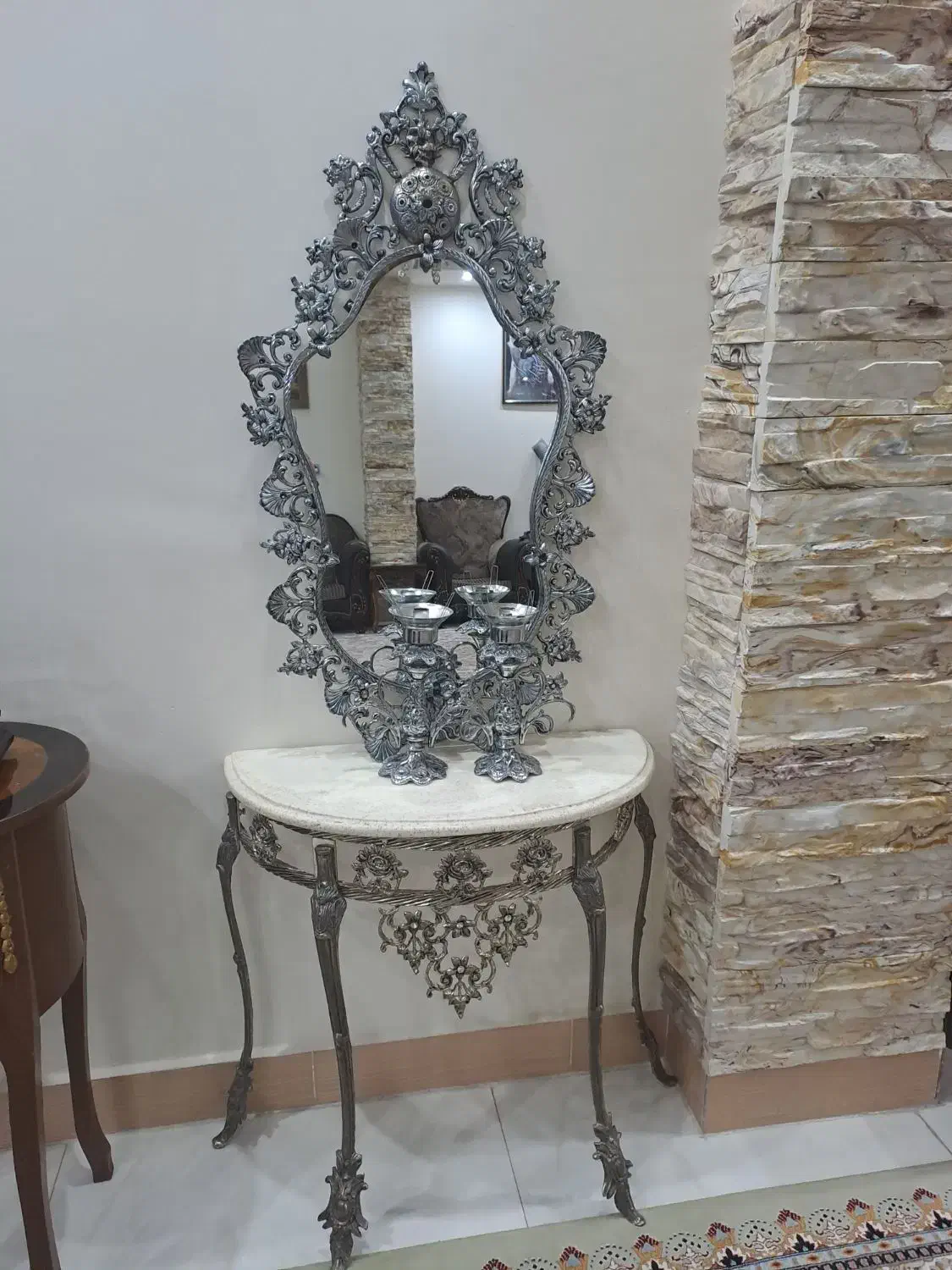 ایینه وشمعدان تمام برنز|صنایع دستی و سایر لوازم تزئینی|بناب, |دیوار