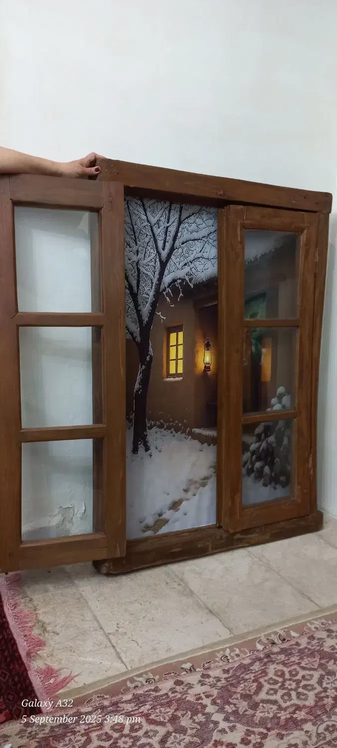 تابلو زمستان طرح قاب پنجره چوبی سنتی|تابلو، نقاشی، عکس|تهران, تهرانپارس جنوبی|دیوار
