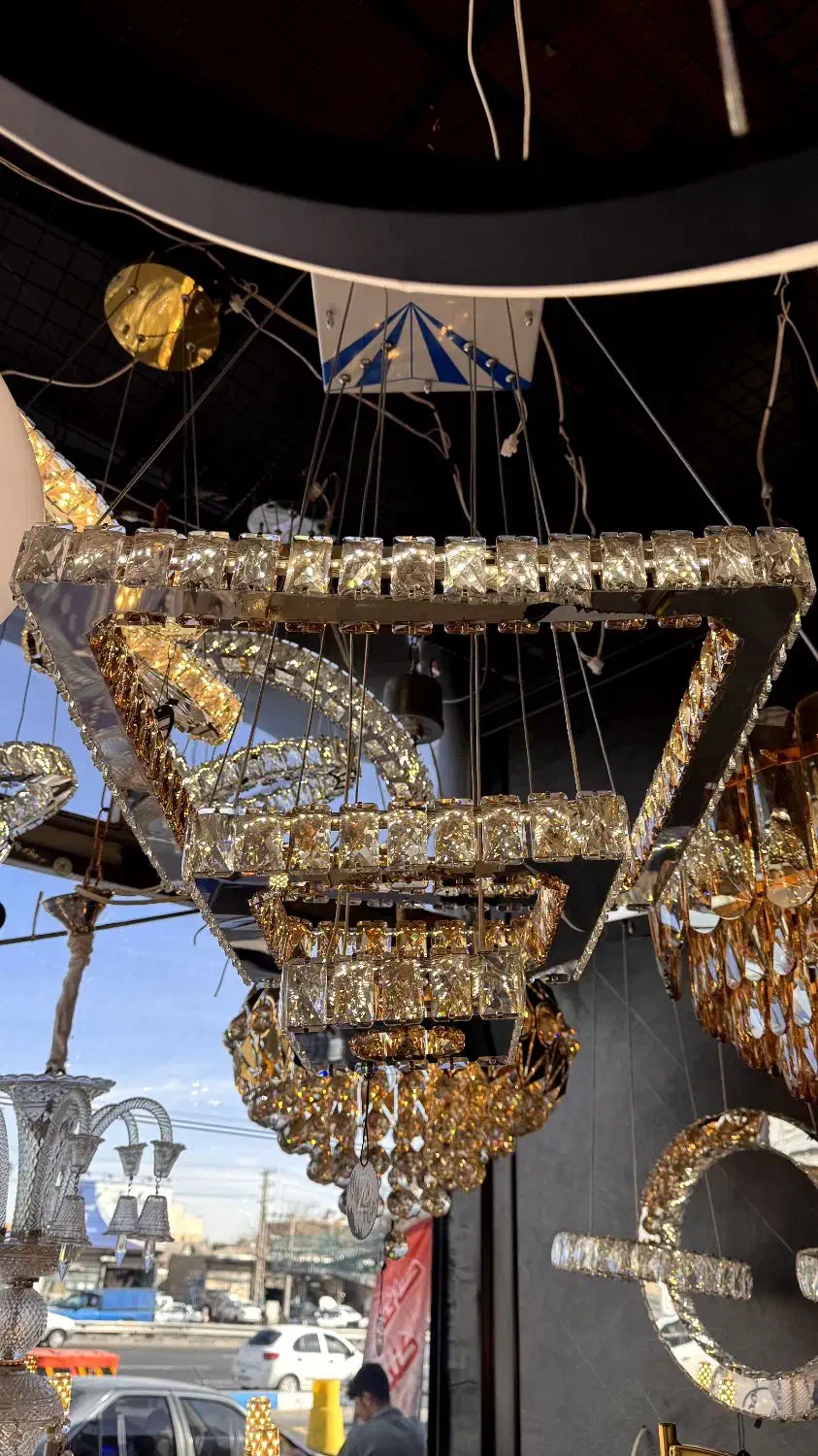 لوستر مربع کد ۵۰-۳۰-۱۵|لوستر و چراغ آویز|آفتاب, |دیوار