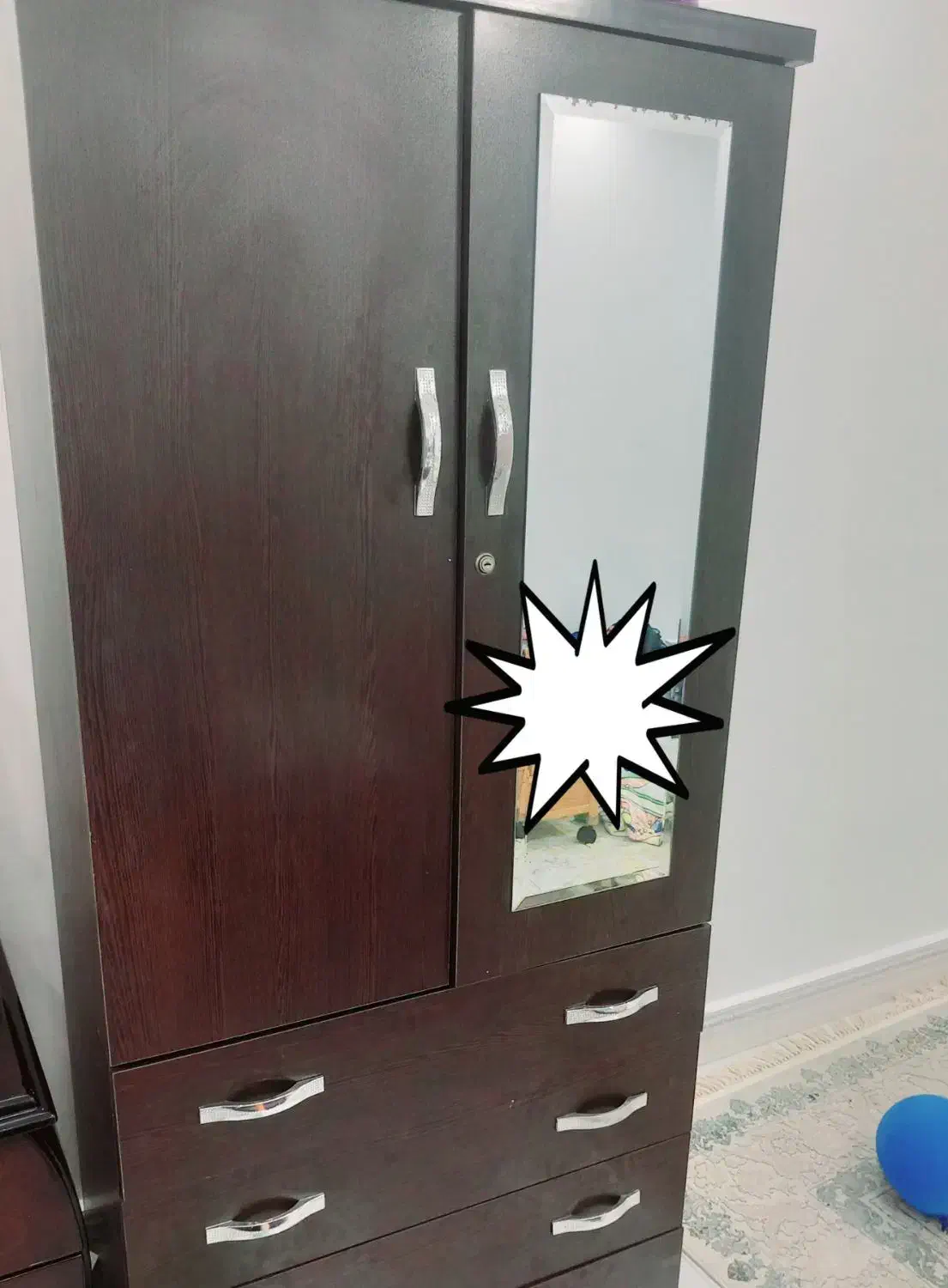 کمد قد آینه دار چهار کشو|جاکفشی، کمد، دراور|کهنوج, |دیوار