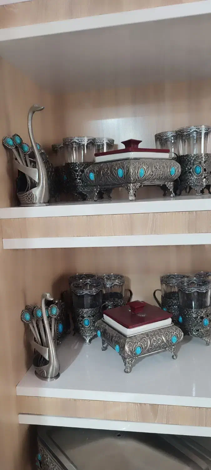 فروش فوری مجموعه کامل ظروف سنتی فیروزه‌کوب|ظروف سرو و پذیرایی|قم, پردیسان|دیوار