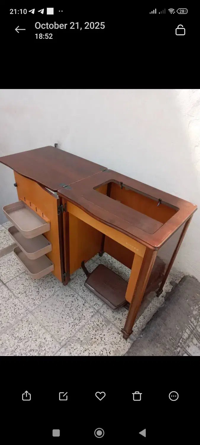 میز چرخ خیاطی سینگر آلمانی|لوازم خیاطی و بافتنی|ری, علایین|دیوار