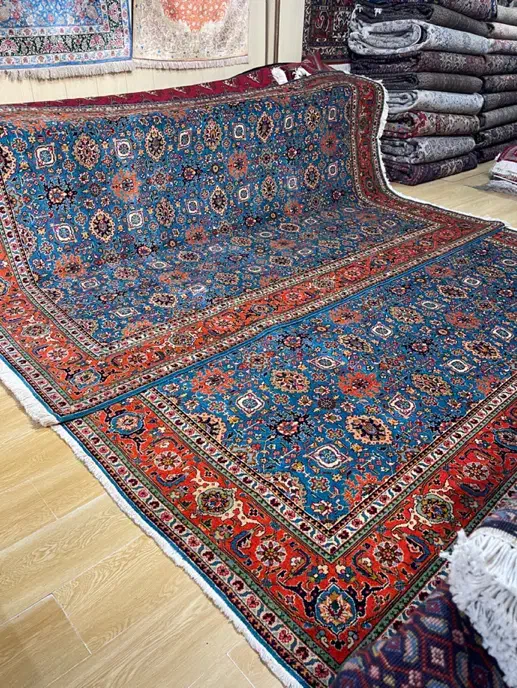 فرش دستبافت جفت ۸ متری تبریز زمینه ابی|فرش|تهران, سلسبیل شمالی|دیوار