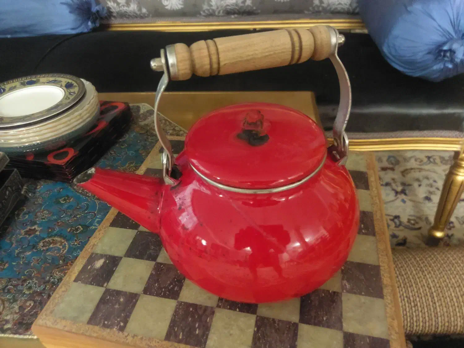 کتری لعابی روس قدیمی|قوری، کتری، قهوه‌ساز دستی|تهران, ونک|دیوار