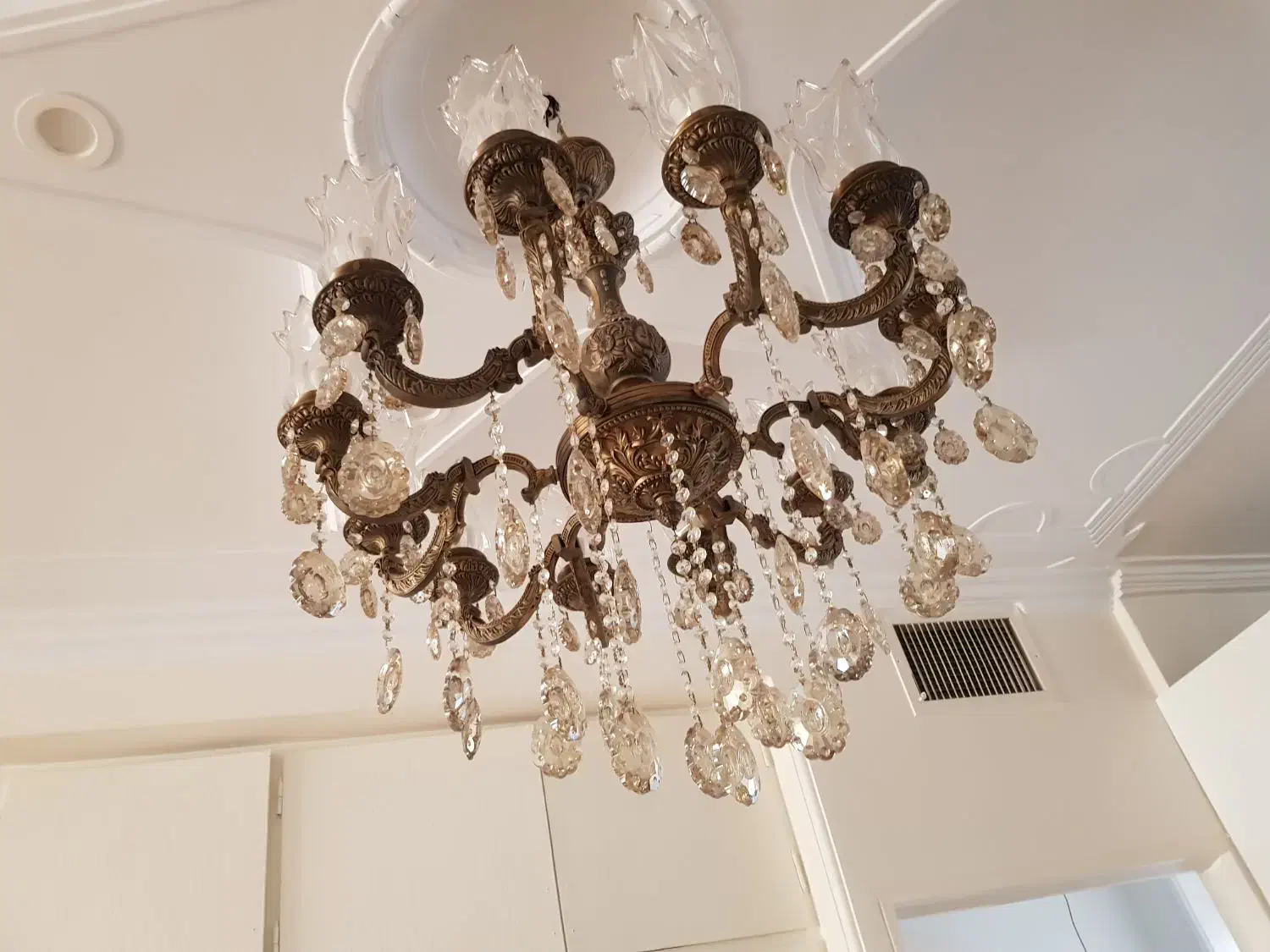 لوستر برنزی ۶شاخه ۱۲شعله شرکتی|لوستر و چراغ آویز|اسلام‌شهر, مظفریه|دیوار