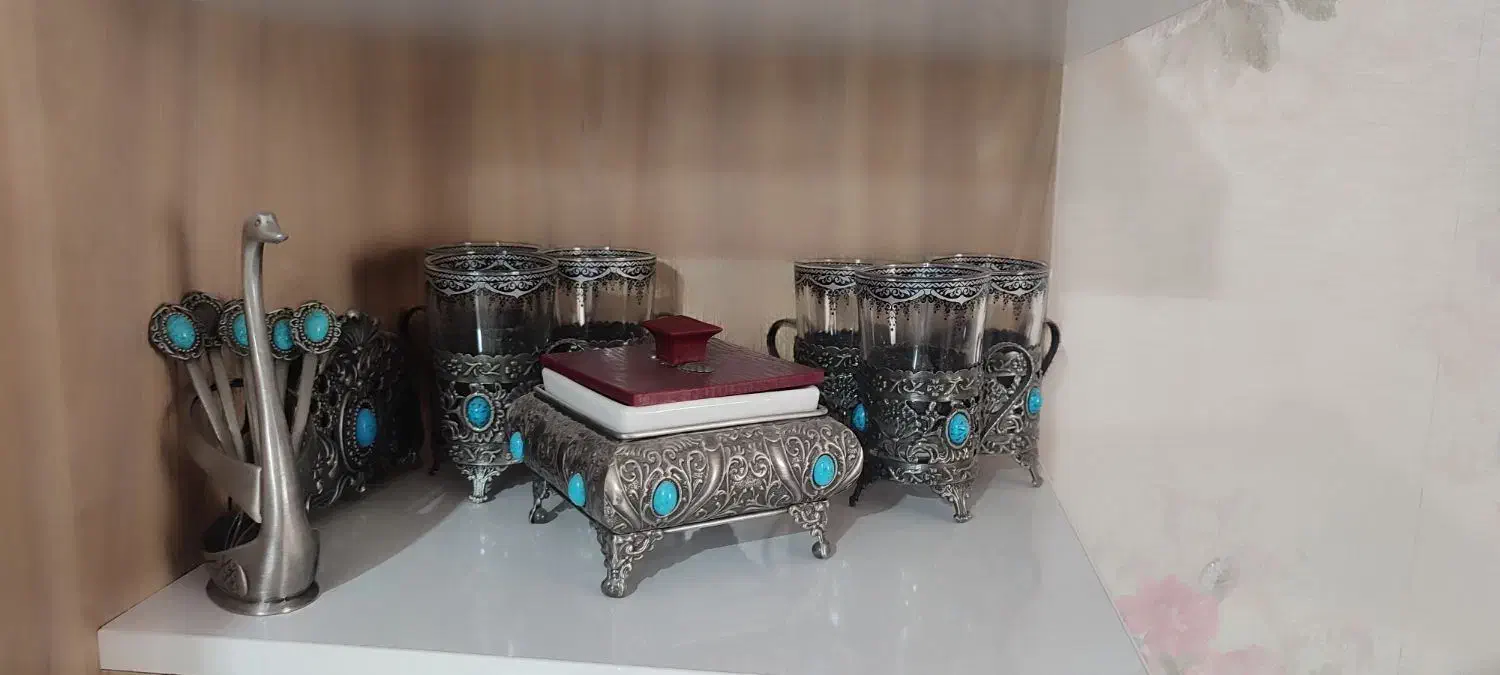 فروش فوری مجموعه کامل ظروف سنتی فیروزه‌کوب|ظروف سرو و پذیرایی|قم, پردیسان|دیوار