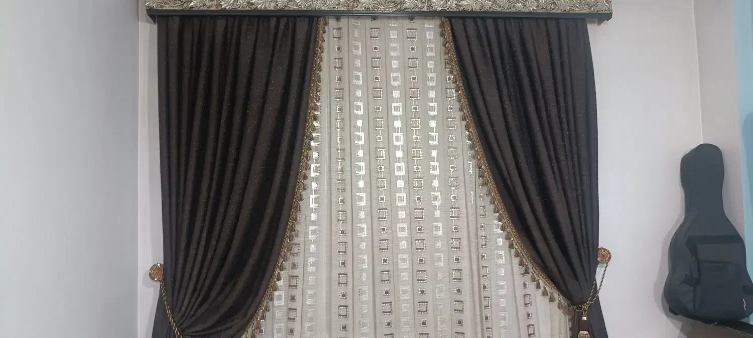پرده و شال به همراه قاب پرده و آستر|پرده، رانر، رومیزی|ساوه, |دیوار