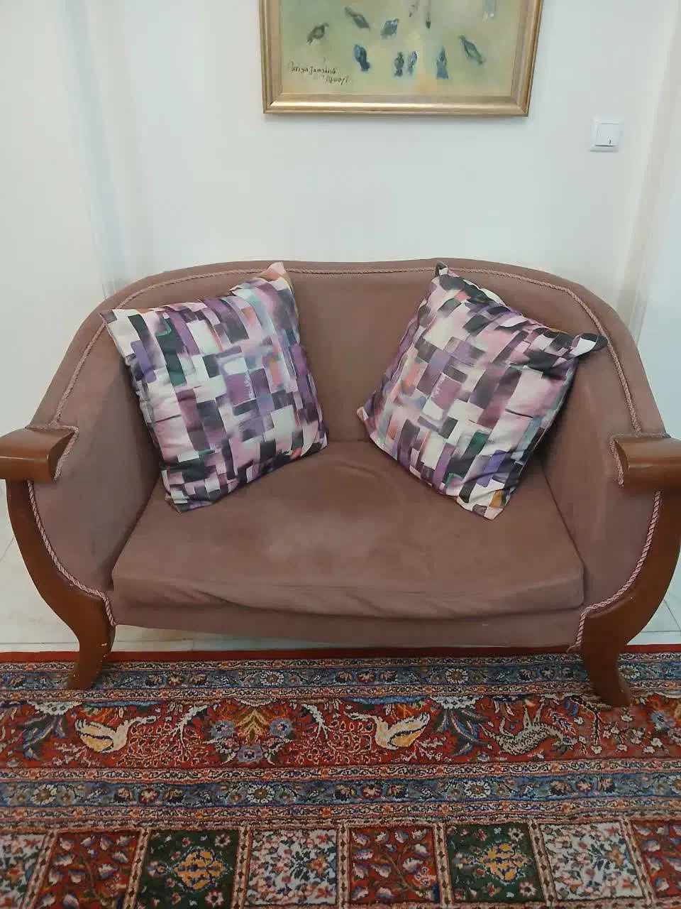 مبل نیم ست چهارنفره کارکرده|مبلمان خانگی و میز عسلی|کرج, شهرک مترو|دیوار