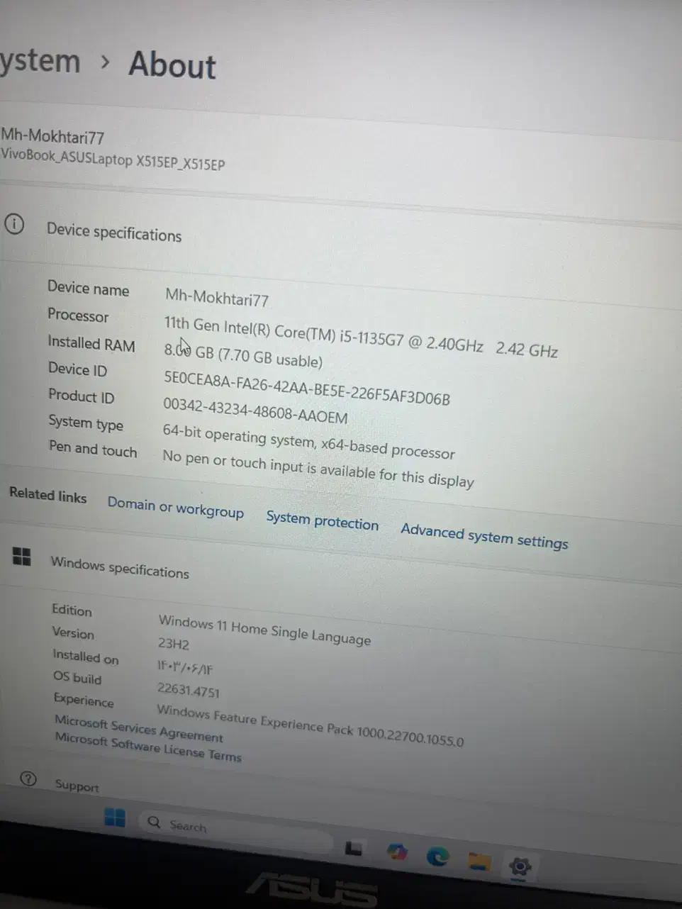 لپ تاپ asus vivobook x515ep ایسوس|رایانه همراه|اصفهان, اشکاوند|دیوار