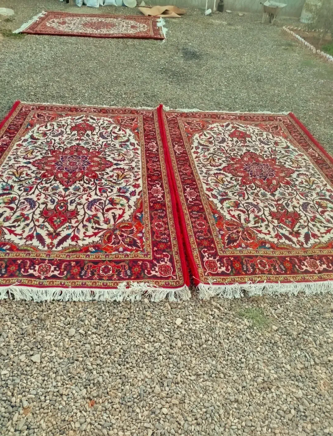 یه جفت فرش دستباف ۶متری زمینه کرم تاجری|فرش|تبریز, |دیوار
