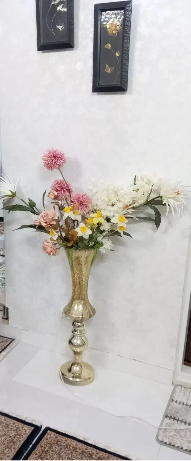 گلدان طلایی شیشه ای|صنایع دستی و سایر لوازم تزئینی|تبریز, |دیوار