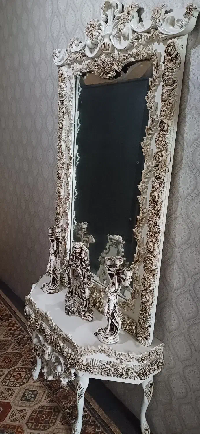 بوفه چوبی و آیینه کنسولی|بوفه، ویترین، کنسول|کرمانشاه, |دیوار