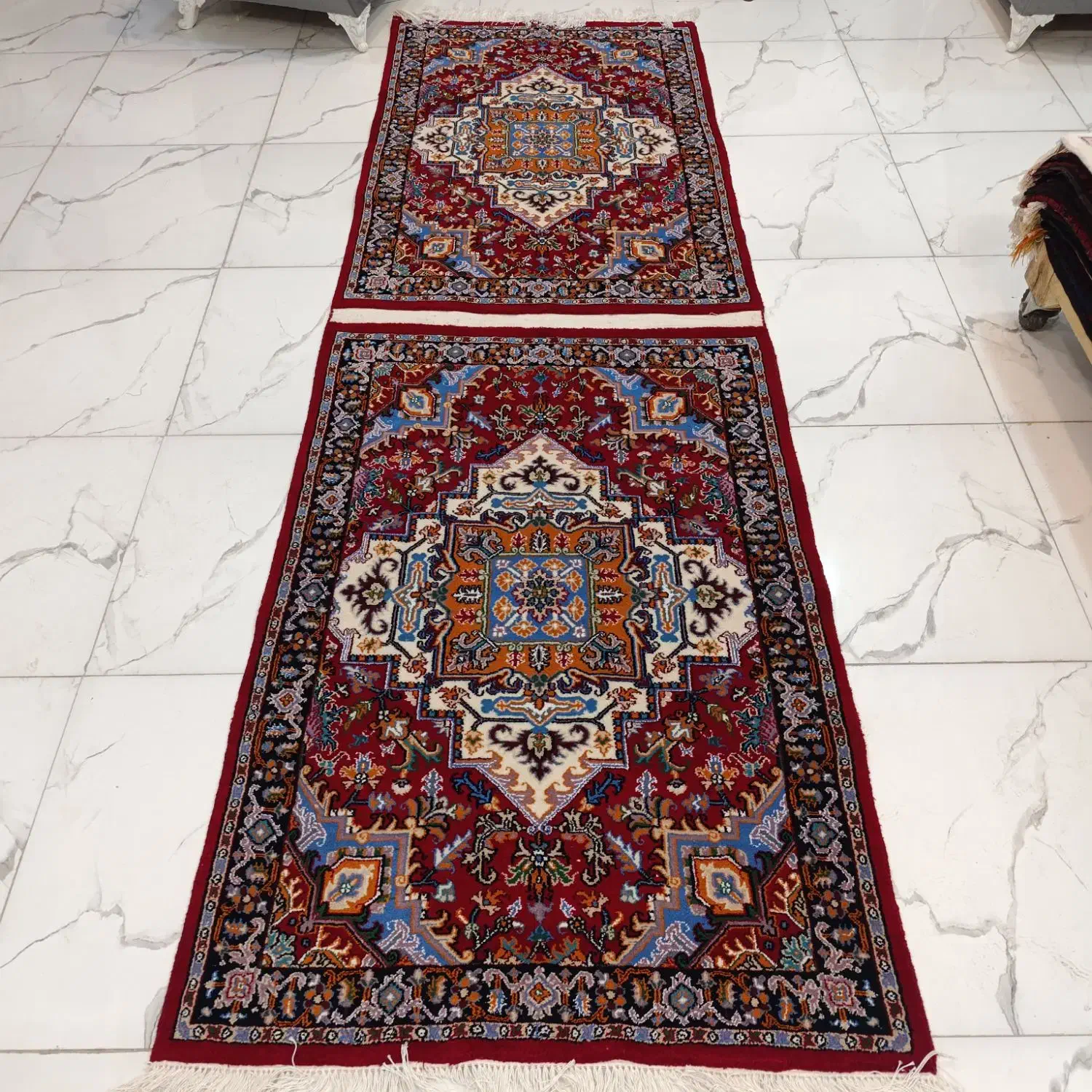 جفت قالیچه هریس دستباف مشهد|فرش|تهران, سنائی|دیوار