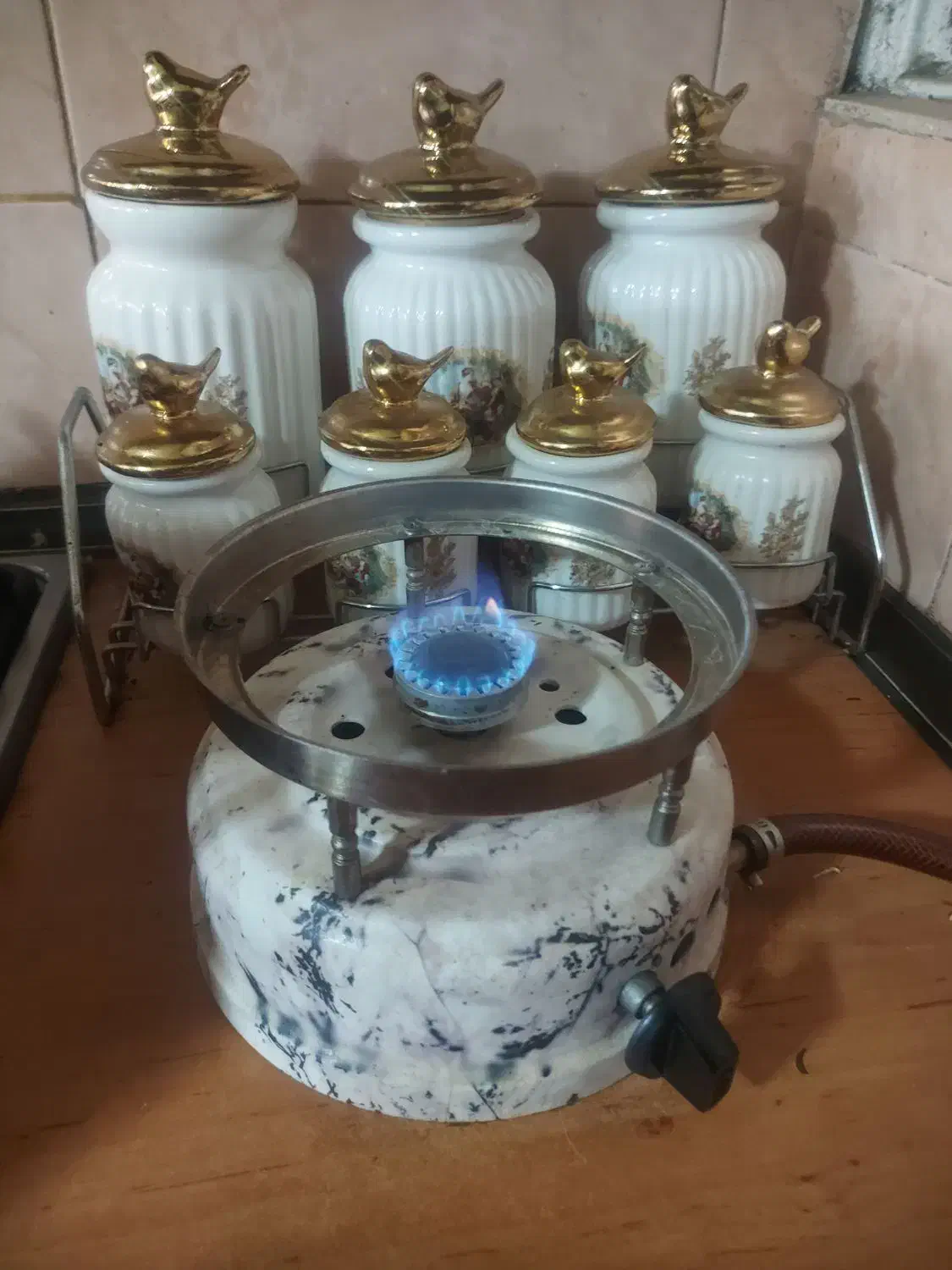 سماور گازی طرح ماربل وکتری سوت دار با قوری|سماور، چایساز، قهوهساز|تهران, تهرانویلا|دیوار