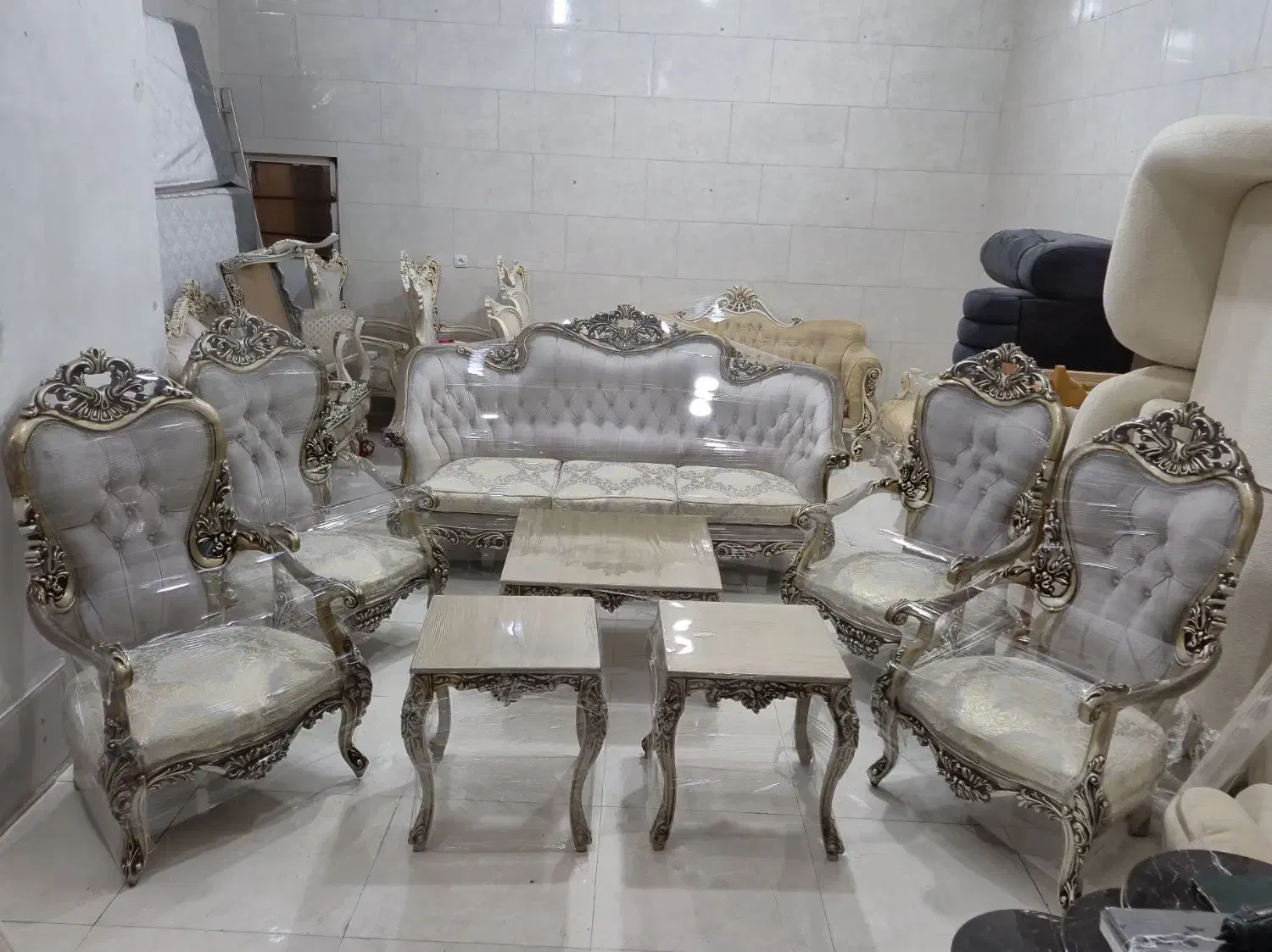 مبل سلطنتی ۷نفره تمام چوب راش|مبلمان خانگی و میز عسلی|رشت, چله خانه|دیوار