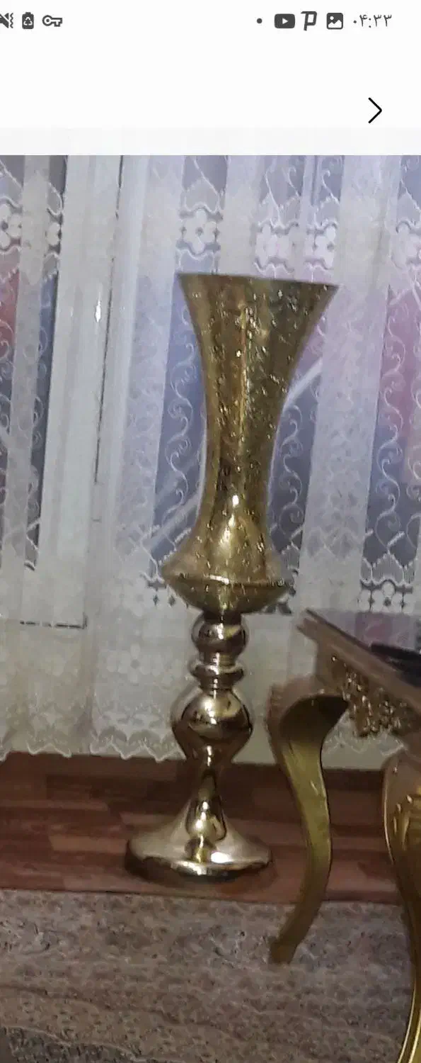 گلدان طلایی شیشه ای|صنایع دستی و سایر لوازم تزئینی|تبریز, |دیوار