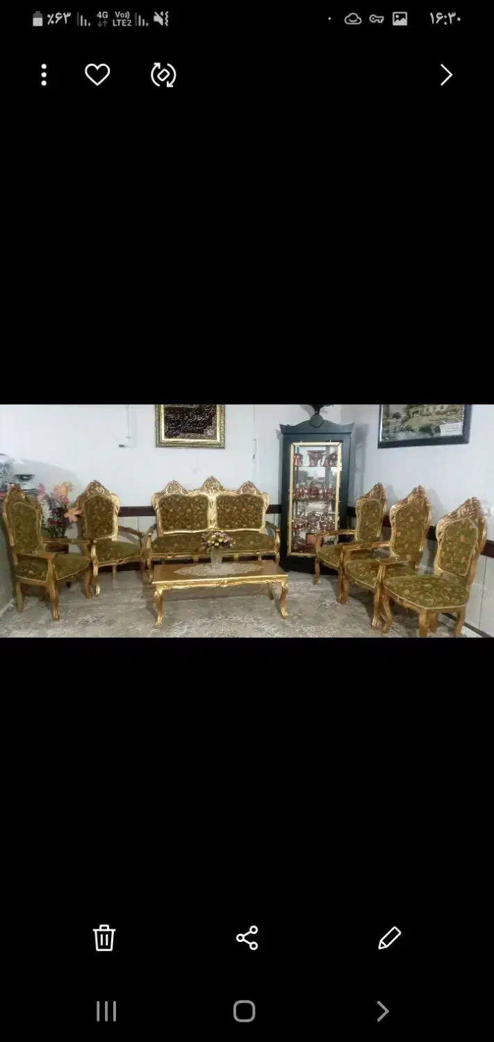 یک دست مبل ۹ نفره چوب گردو|مبلمان خانگی و میز عسلی|صحنه, |دیوار