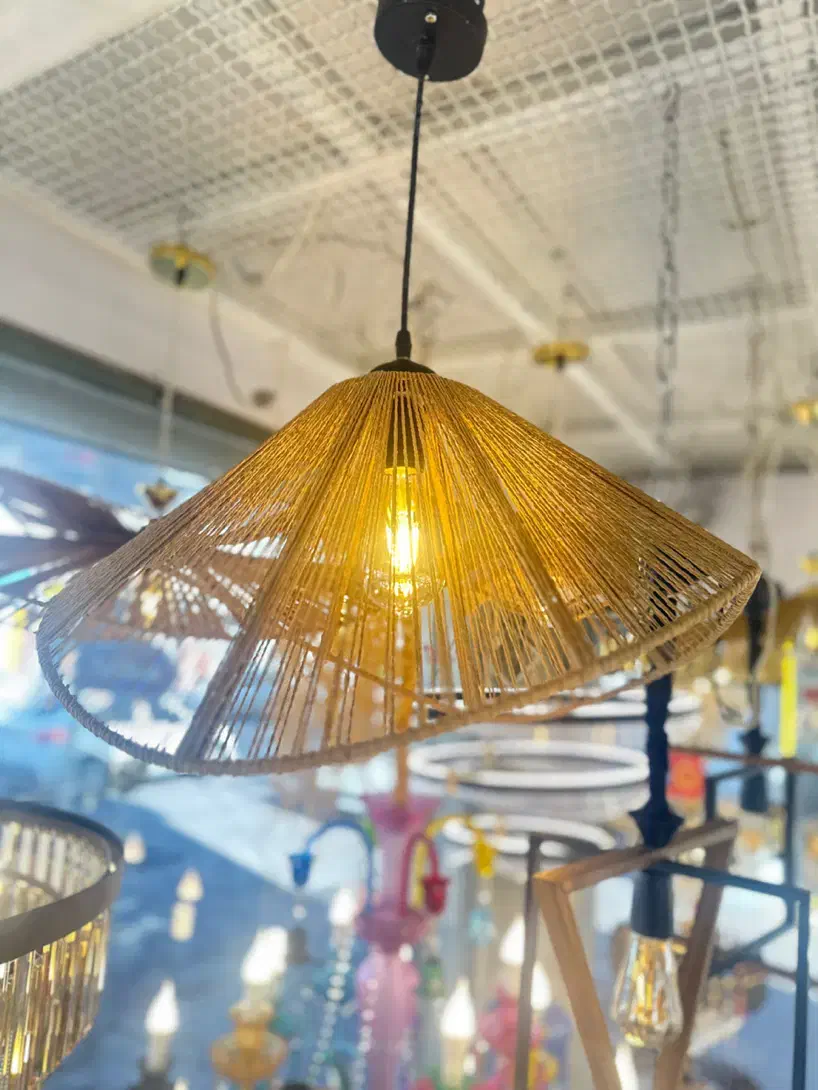 لوستر رافیا اقتصادی|لوستر و چراغ آویز|شیراز, گلکوب|دیوار