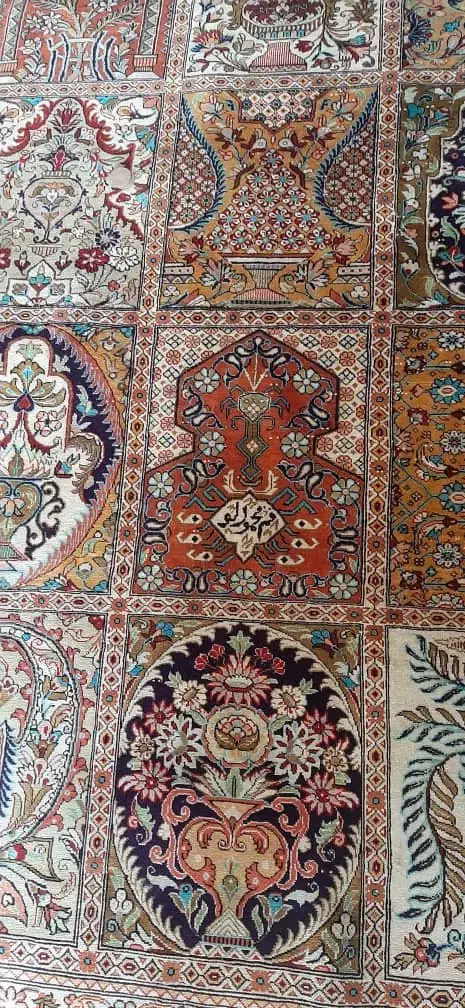 فرش ابریشم خشتی گلستان ۶ متری|فرش|تهران, دروس|دیوار